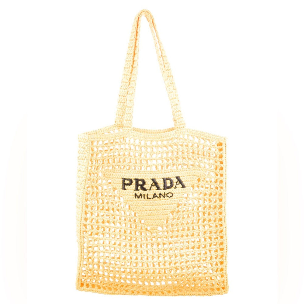 Prada Raffia Logo Tote